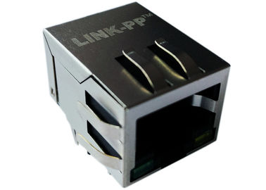 De geeloranje LEIDENE Rj45 Enige Haven van LPJ0011A114NL RJ45, Ethernet 10/100mbps