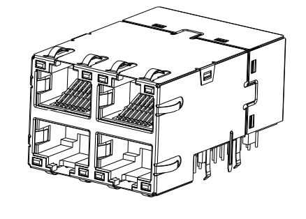 RJ45 2X2 2250741-1 Haakse Hoek Haakse Hoek Ondersteuning 100W 4PPoE