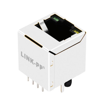 De Haven Verticale Rj45 Jack Connector 2.5G basis-T van v8br-1ax1-HT 1X1 met Groen/Geleid Geel