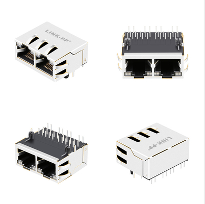 1000 de Haven Rj45 Jack With Magnetics 1840572-6 van basis-T Tab Up 1x2 met GY/GY Leds