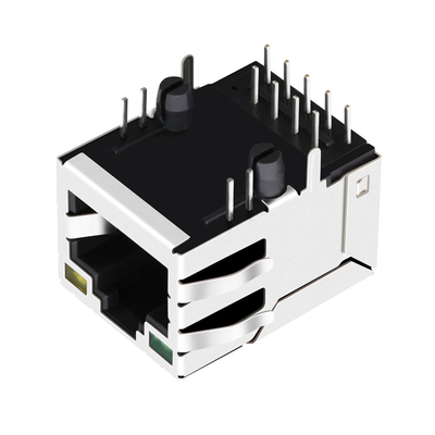 JXD0-0010NL 1 Haven Tab Down 100 basis-T RJ45 Magjack met Groen/Geleid Geel