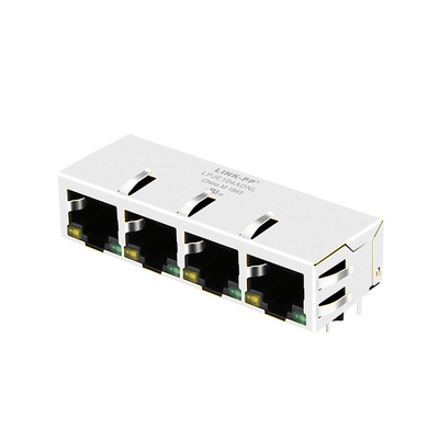 De Havenfr4 PCB van LPJE104ADNL 1X4 RJ45 Modulair Geel Jack Side Entry Tab Down/Geleid Groen