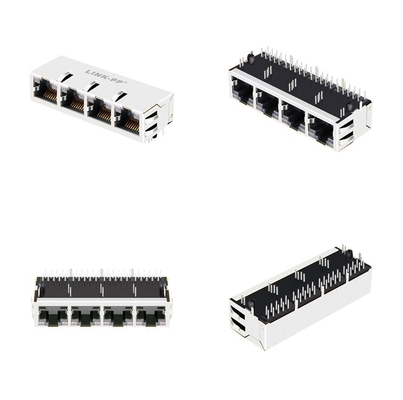 2250083-1 1x4-Havenrj45 Magnetische Schakelaars 10G basis-T Tab Up With GO/GO Lightpipe