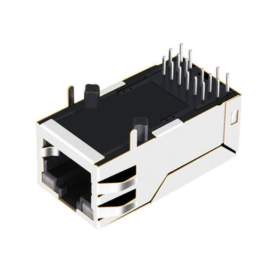 2250368-1 de Schakelaar Enige Haven 4PPoE 60W van Tab Up 10G basis-T RJ45 MagJack met GY/GY Leds