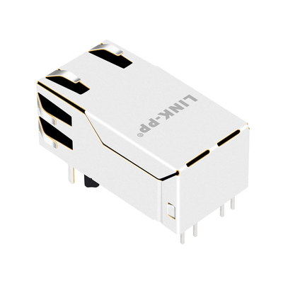 0826-1x1t-kl-F 4PPoE 100W kiest Haven 5G basis-T Magnetische RJ45 Jack Tab Up With Leds uit