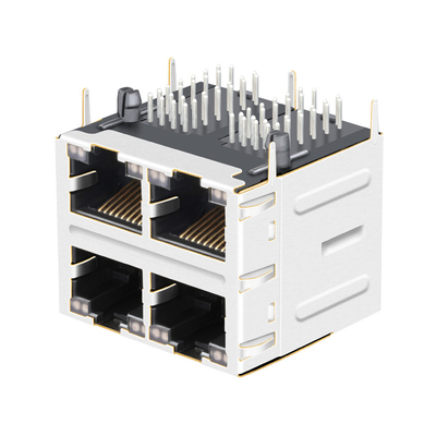 De Havenrj45 Hefbomen JT5-2210NL 12p8c THT van JT5-2210NL 10G basis-T 2x2 met LedS