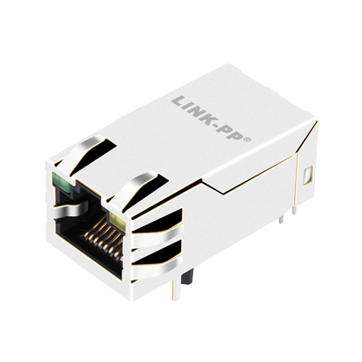 1000BASE-T 1X1 Port Tab UP PoE RJ45 MagJack met LED JK0-0229NL