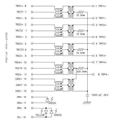 JT3-1115HL enige Haven Tab Down 10gbase-t RJ45 Geleid Jack Female Connector GY/G