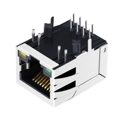 De Haven RJ45 Magnetische Jack Geleid 8P8C van JXD0-9006NL 100base-t Tab Down 1X1 met GREEN/YELLOW