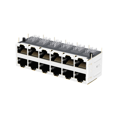 De HAVENrj45 Magnetische Jack Female Connector With LICHTE PIJPEN van JT5-2610CNL 10G basis-t 2X6