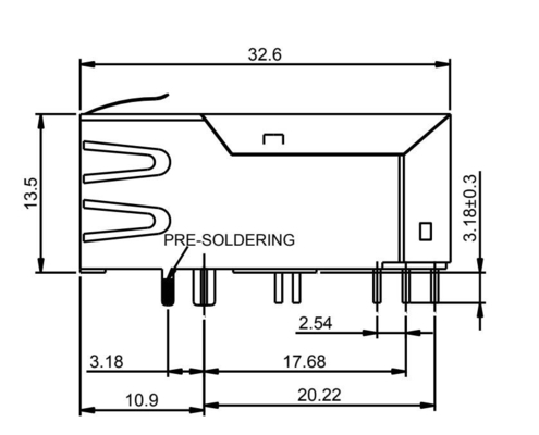 56F-1803DGDZ2NL 1A kiest Haven2.5g basis-t POE+ RJ45 Magnetische Schakelaar uit