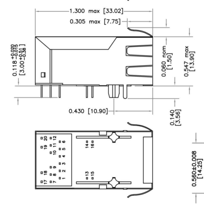 De Havenpoe RJ45 Fastjack van HFJT1-5GHPRL 5G basis-t 1x1 Schakelaar 600mA zonder geleid